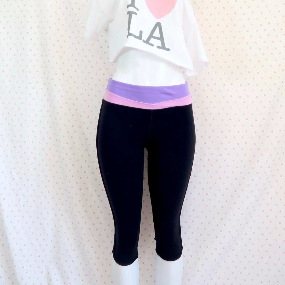 vintage y2k black purple pink leggings tek gear shapewear